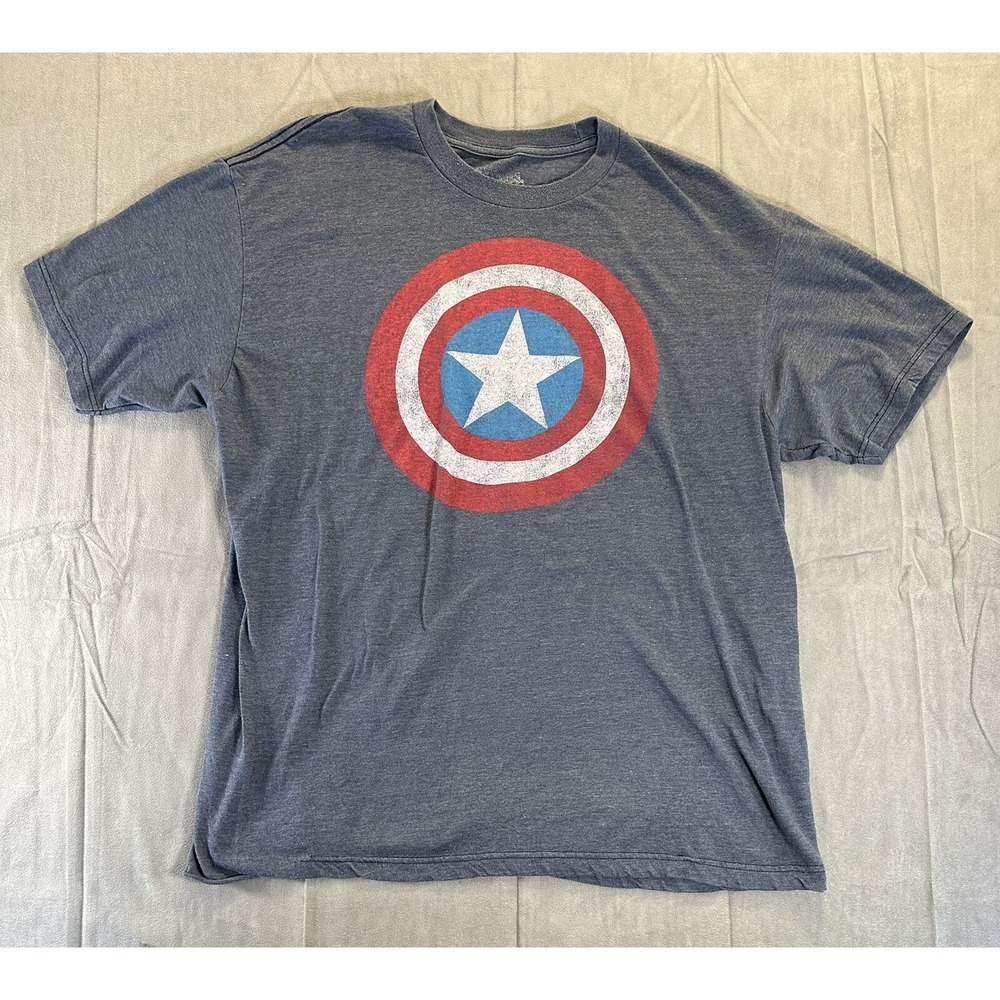 Captain America Shirt Mens Size XL Comic Logo Blue Marvel Comics Classic Logo
